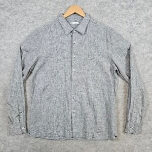 ONS Gray Linen/Cotton Blend Long Sleeve Button Up Shirt Mens Size L Beach Spring